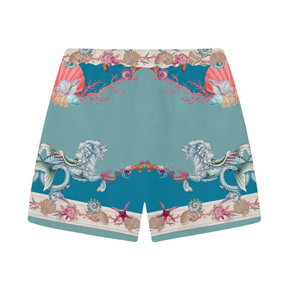 Ocean Themed Travel And Vacation Pattern Elastic Waistband Casual Shorts