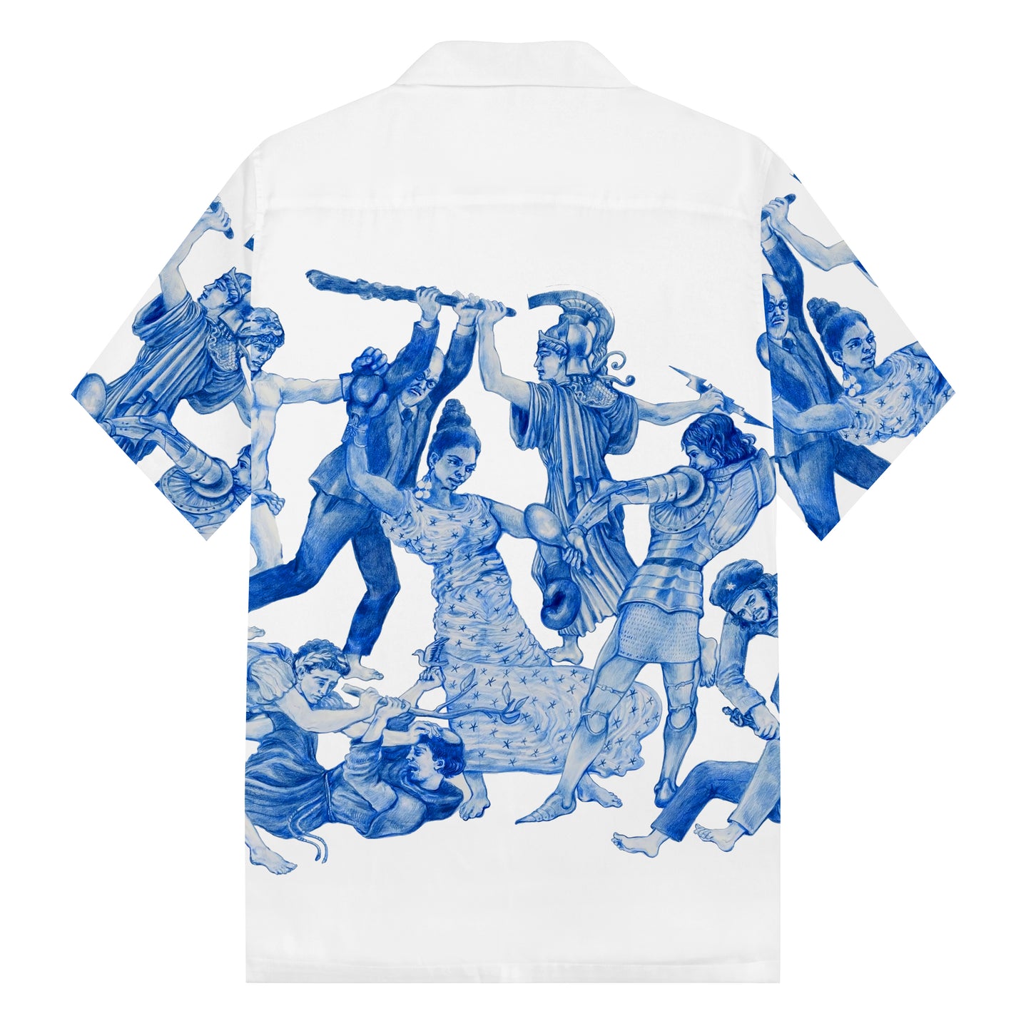 Gods Art Pattern Camp Collar Short Sleeve Shirt