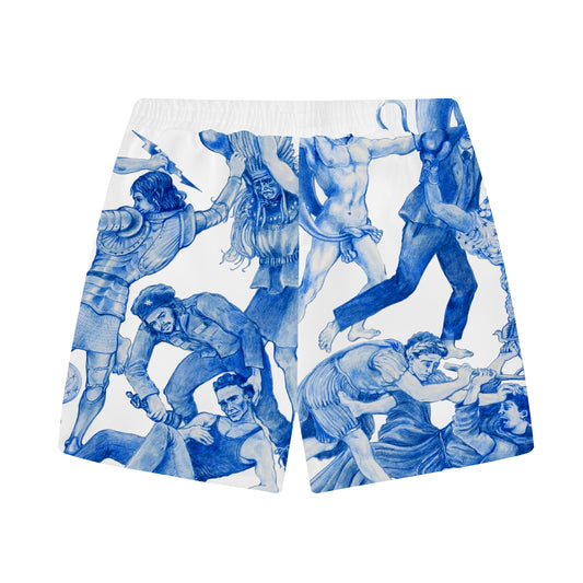 Gods Art Pattern Elastic Waistband Casual Shorts