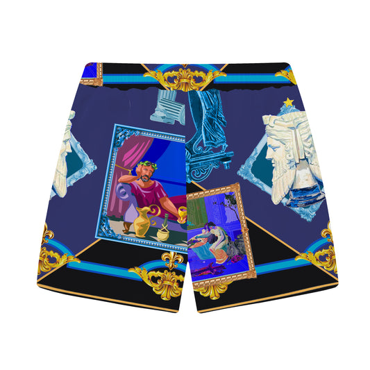 Ancient Greek Statues, Oil Paintings Elastic Waistband Casual Shorts