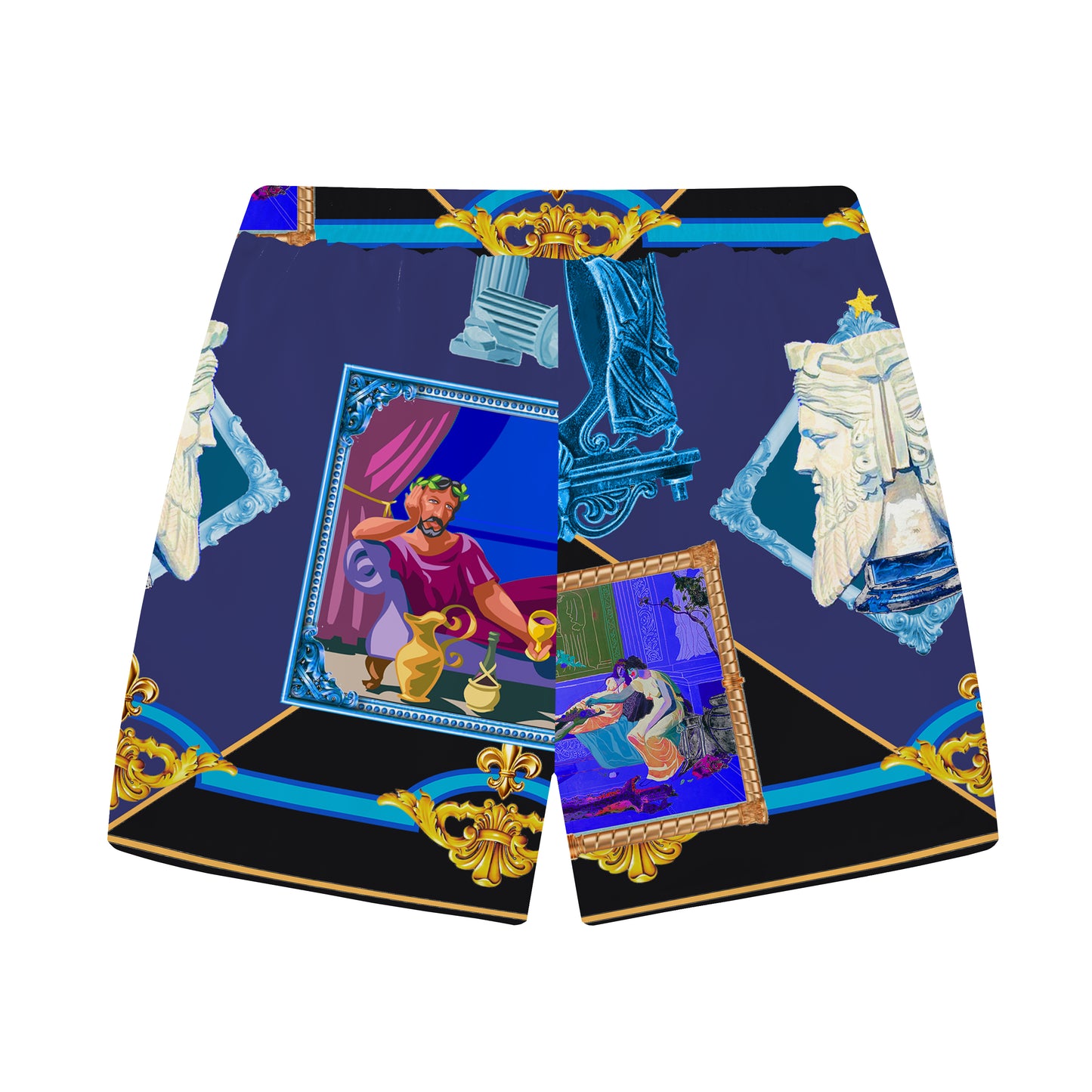 Ancient Greek Statues, Oil Paintings Elastic Waistband Casual Shorts