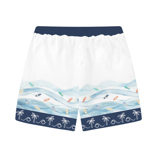 Summer Sunshine Seaside Print Elastic Waistband Casual Shorts
