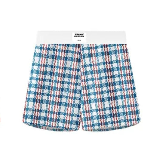 Blue‑Red Plaid Men’s Lounge Boxer Shorts