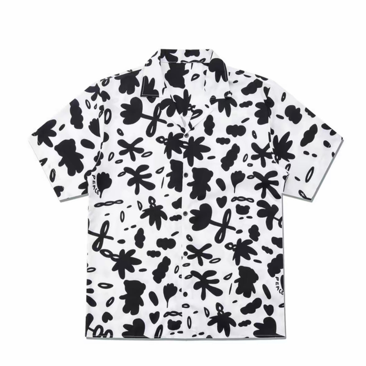 Abstract Floral Cuban Collar Men’s Short‑Sleeve Shirt