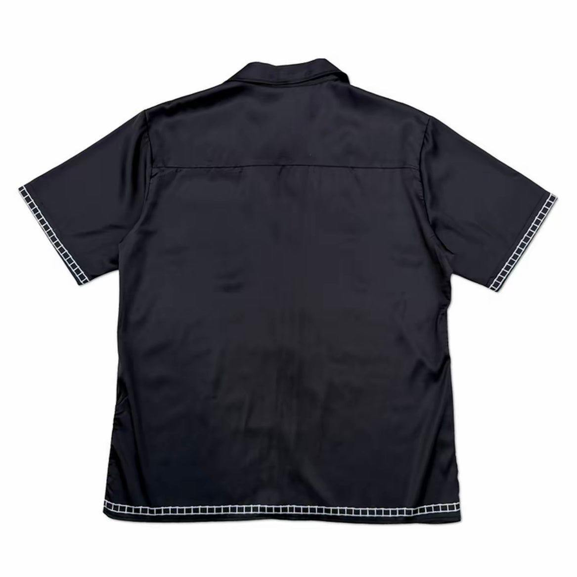 Black Horse Grid Print Men’s Cuban Collar Shirt