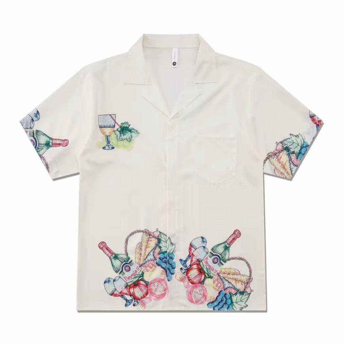 Tropical Cocktail Fruit Print Men’s Cuban Collar Shirt