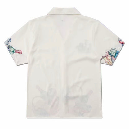 Tropical Cocktail Fruit Print Men’s Cuban Collar Shirt
