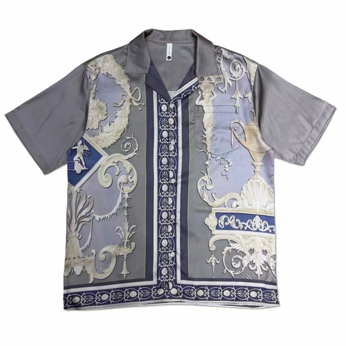 Baroque Court Style Camp Collar Short‑Sleeve Shirt