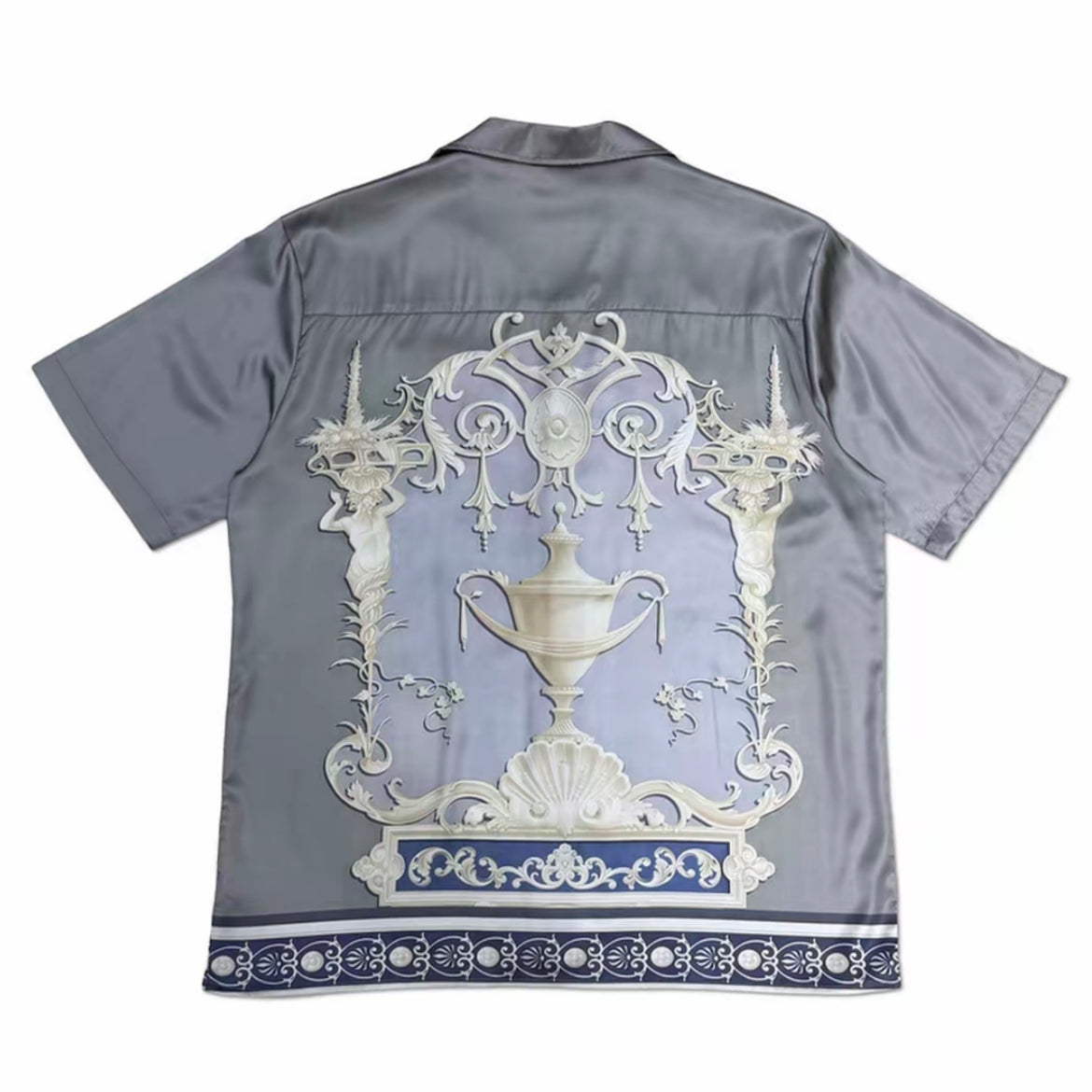 Baroque Court Style Camp Collar Short‑Sleeve Shirt