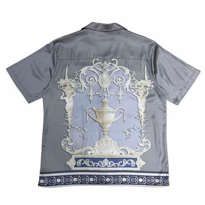 Baroque Court Style Camp Collar Short‑Sleeve Shirt
