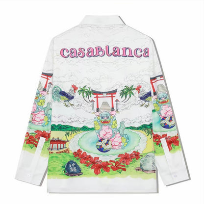 Ukiyo‑e Geisha Landscape Men’s Long‑Sleeve Shirt