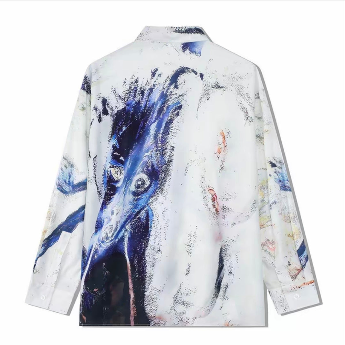 Abstract Graffiti Print Men’s Long‑Sleeve Shirt