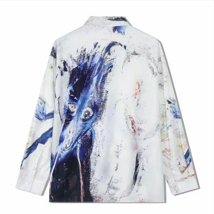 Abstract Graffiti Print Men’s Long‑Sleeve Shirt
