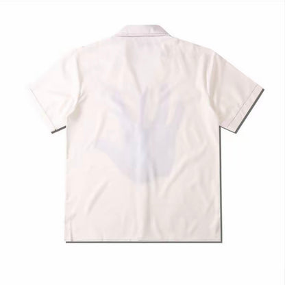 Abstract Blue Handprint Men’s Cuban Collar Short‑Sleeve Shirt