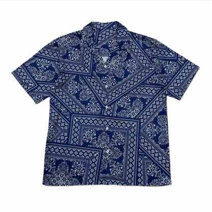 Blue Bandana Paisley Men’s Cuban Collar Shirt
