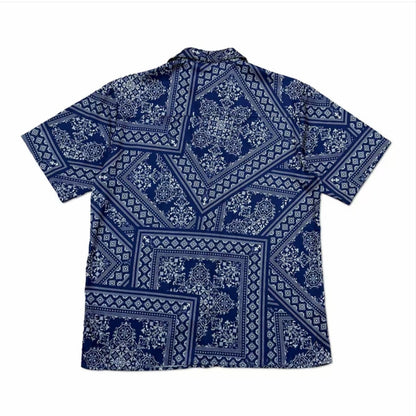 Blue Bandana Paisley Men’s Cuban Collar Shirt