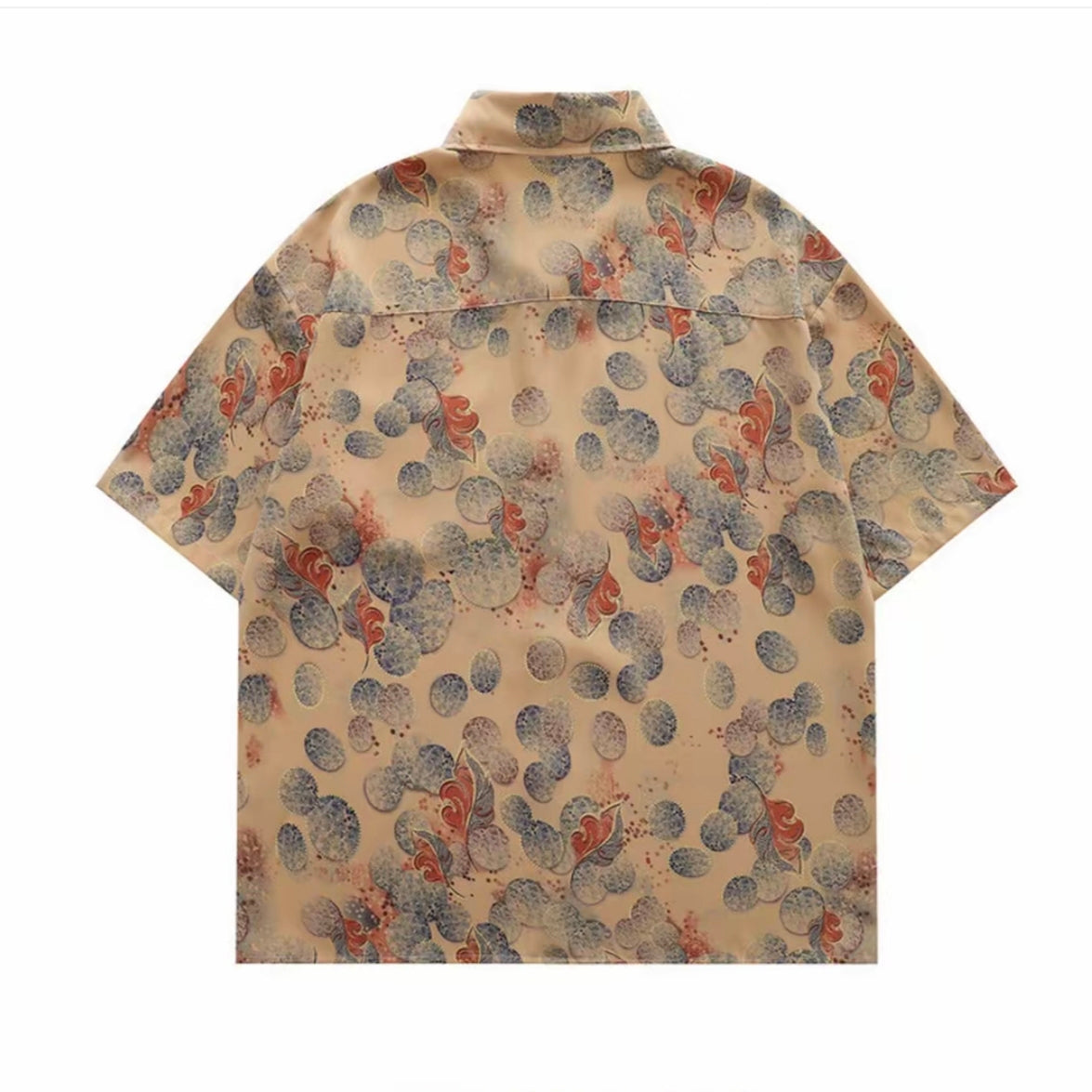Beige Ink‑wash Art Men’s Point Collar Shirt