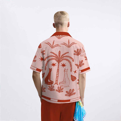 Pink Casual Camp Collar Short Sleeve Shirt