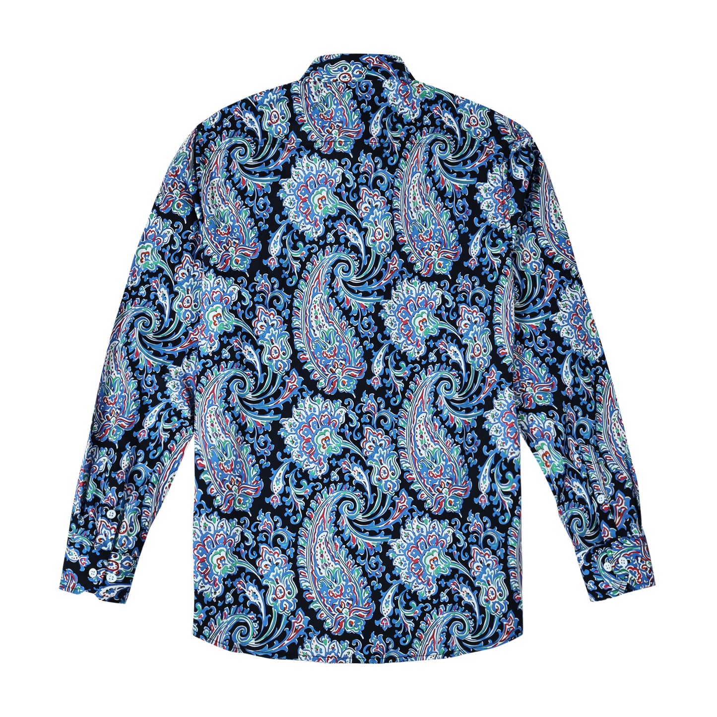 Blue Paisley Print Button Down Shirt
