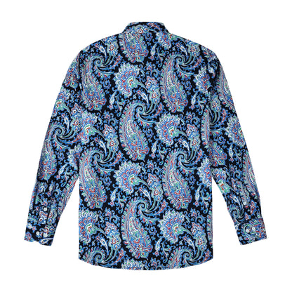 Blue Paisley Print Button Down Shirt