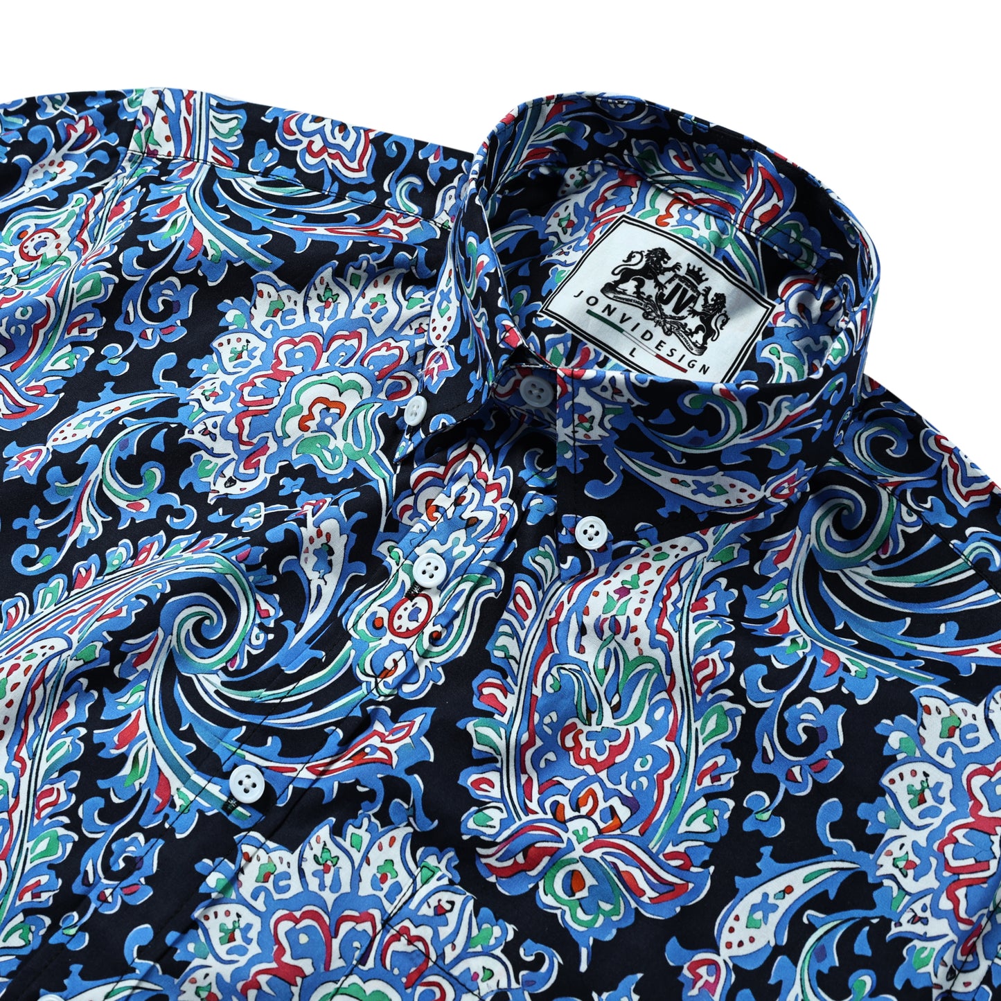 Blue Paisley Print Button Down Shirt