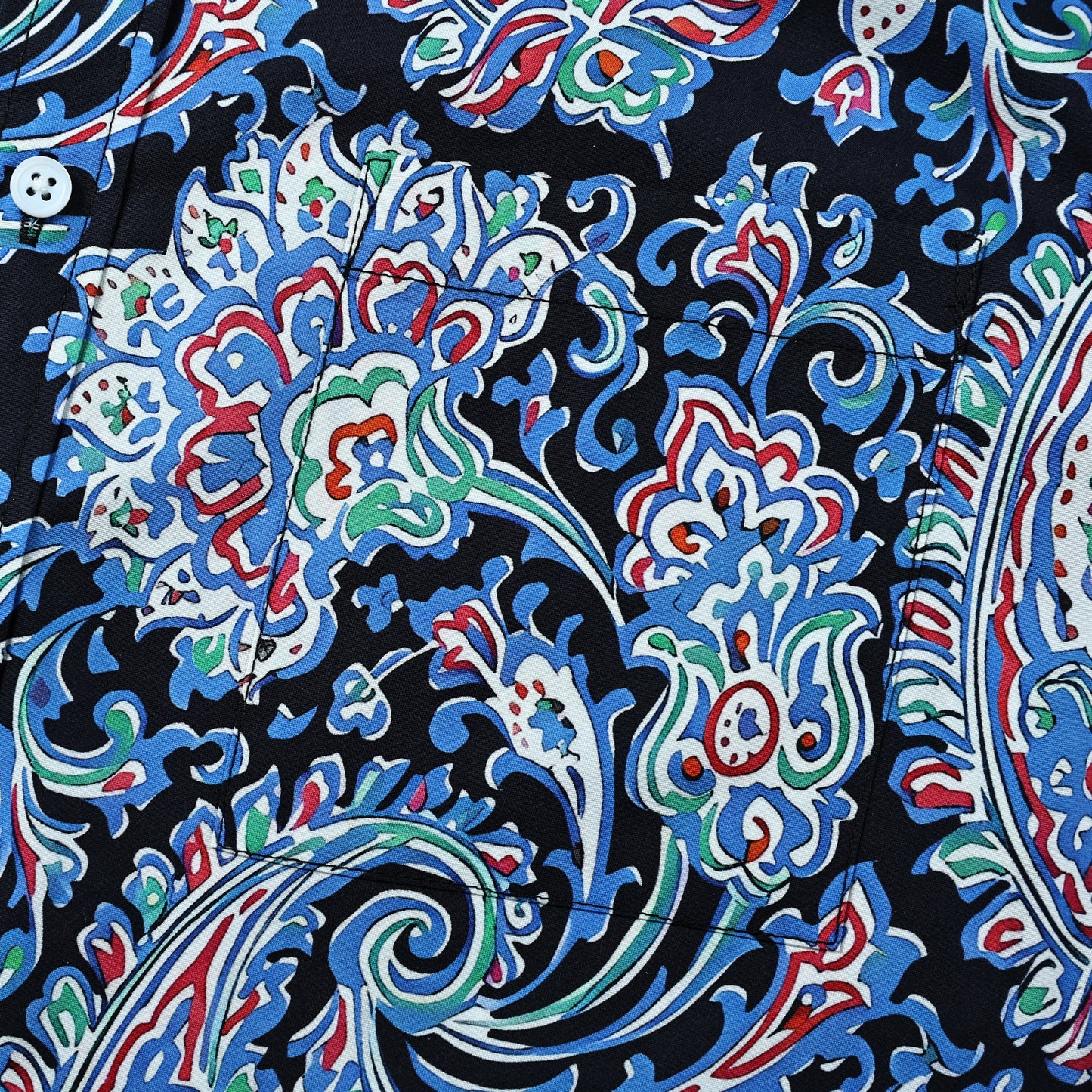 Blue Paisley Print Button Down Shirt