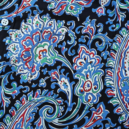 Blue Paisley Print Button Down Shirt