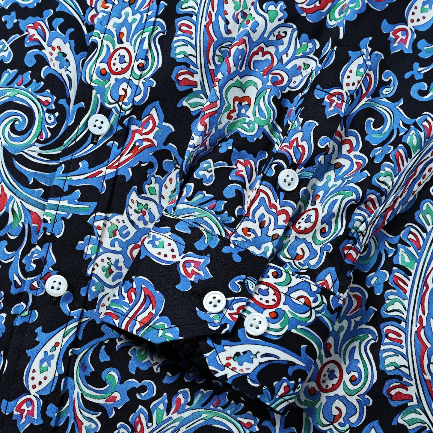 Blue Paisley Print Button Down Shirt