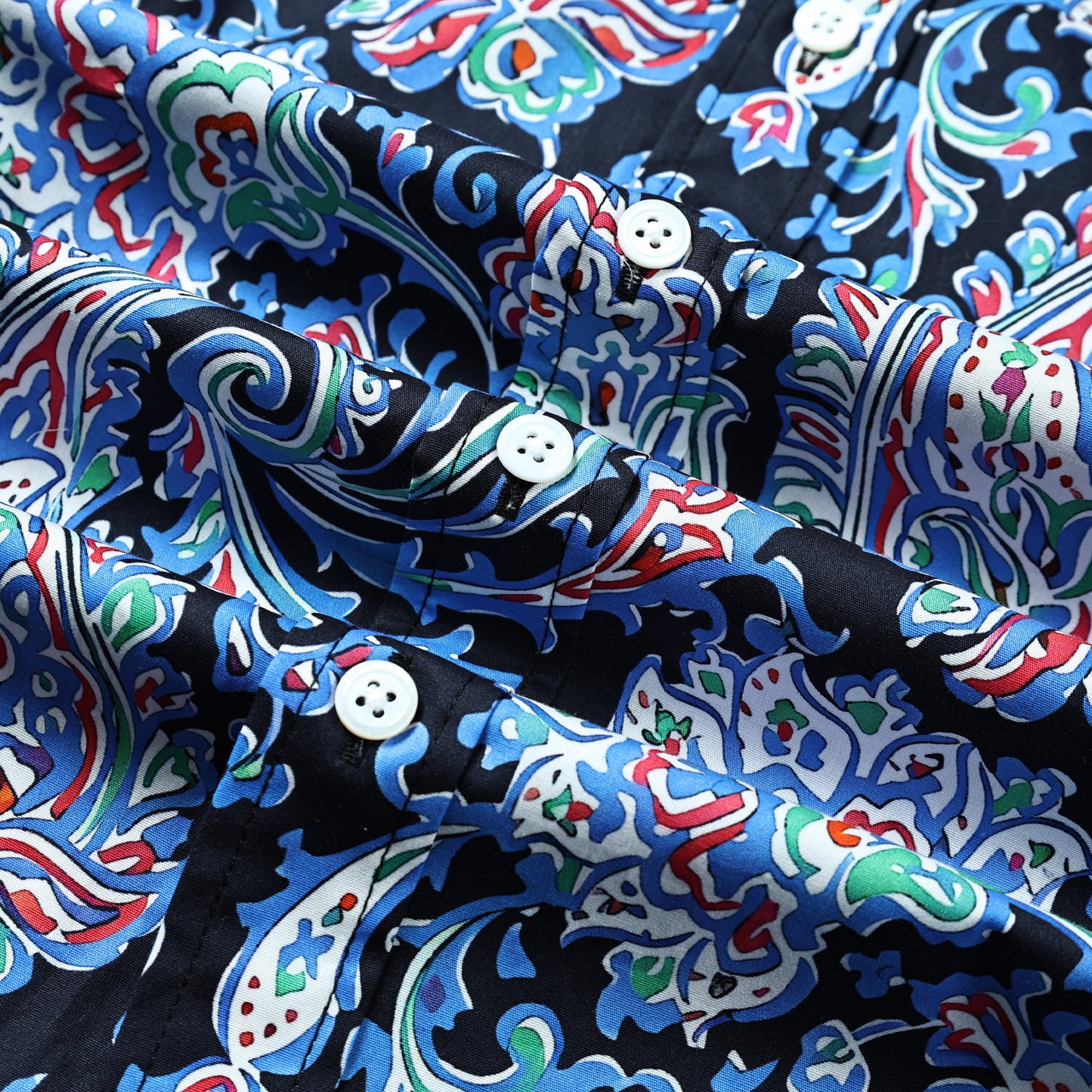 Blue Paisley Print Button Down Shirt