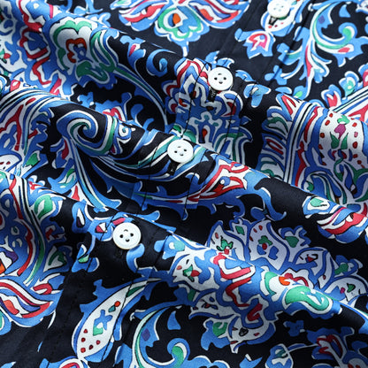 Blue Paisley Print Button Down Shirt