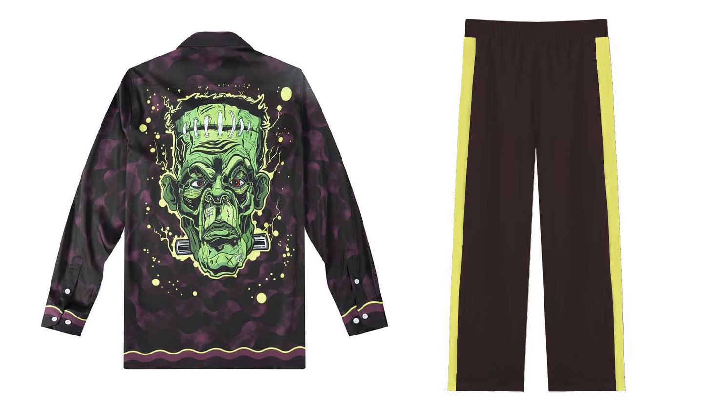 Halloween Frankenstein Graphic Casual Trousers With Elastic Waistband