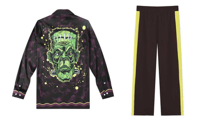 Halloween Frankenstein Graphic Casual Trousers With Elastic Waistband