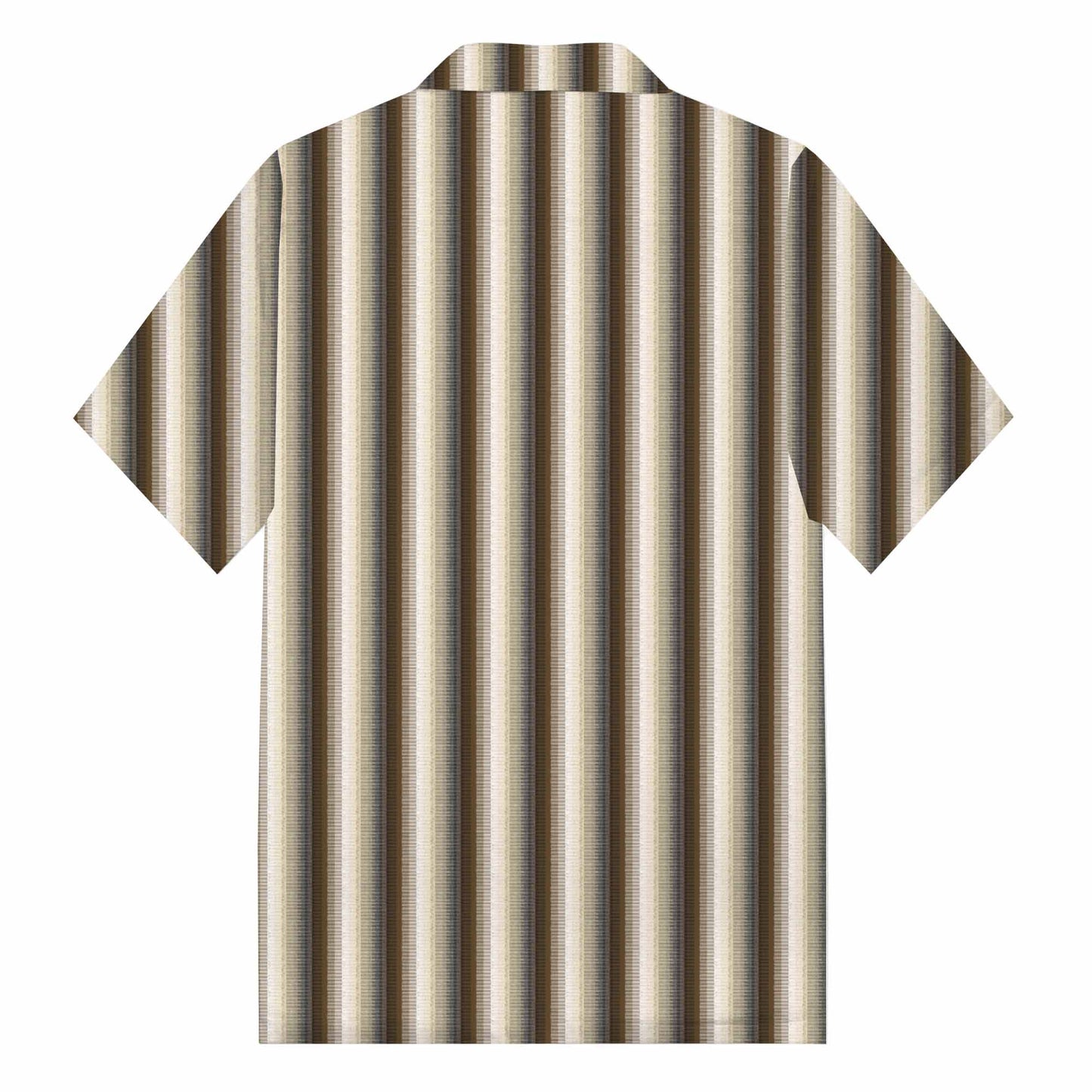 Brown Vertical Striped Casual Camp Collar Short-Sleeved Shirt