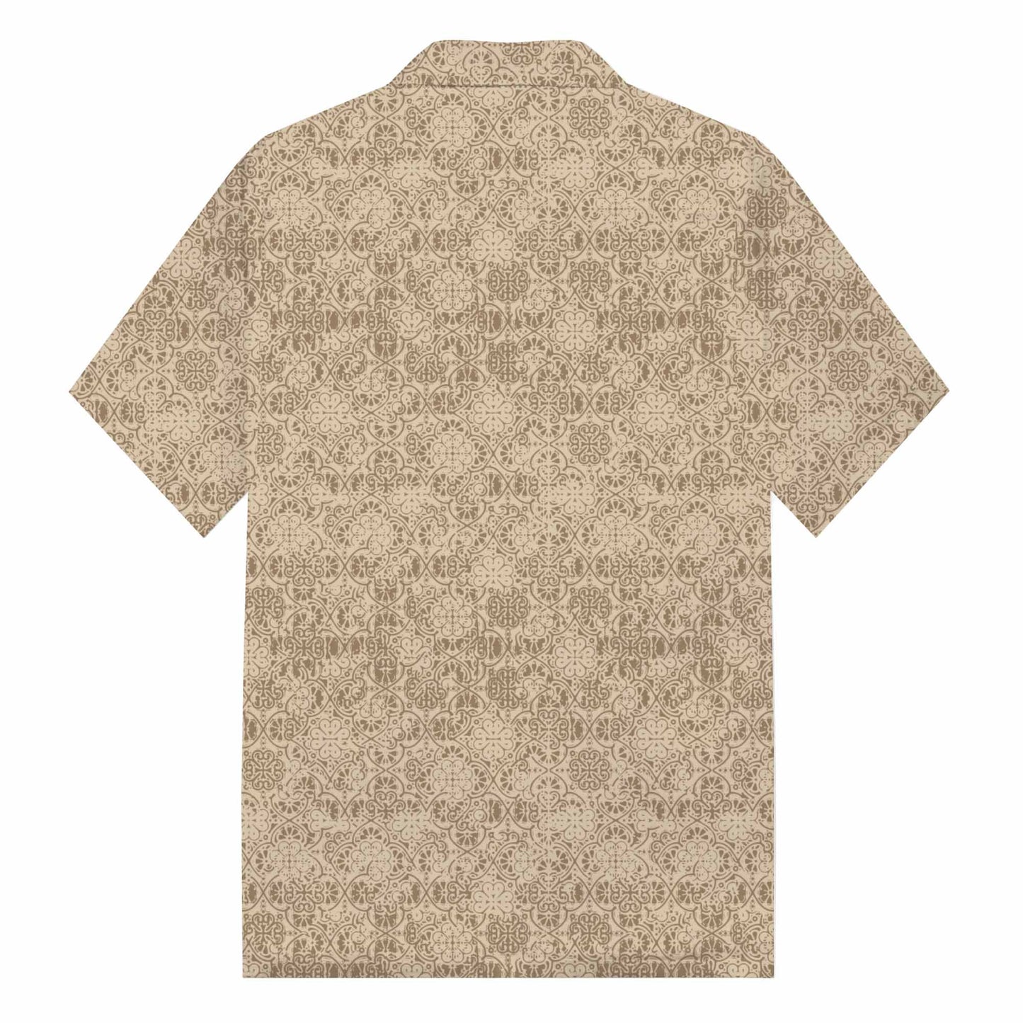 Four-Leaf Clover Print Casual Camp Collar Short-Sleeved Shirt