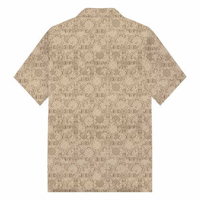 Four-Leaf Clover Print Casual Camp Collar Short-Sleeved Shirt