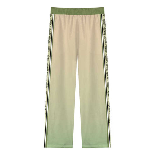 Greek Statue Olive Branch Pattern Casual Trousers With Elastic Waistband
