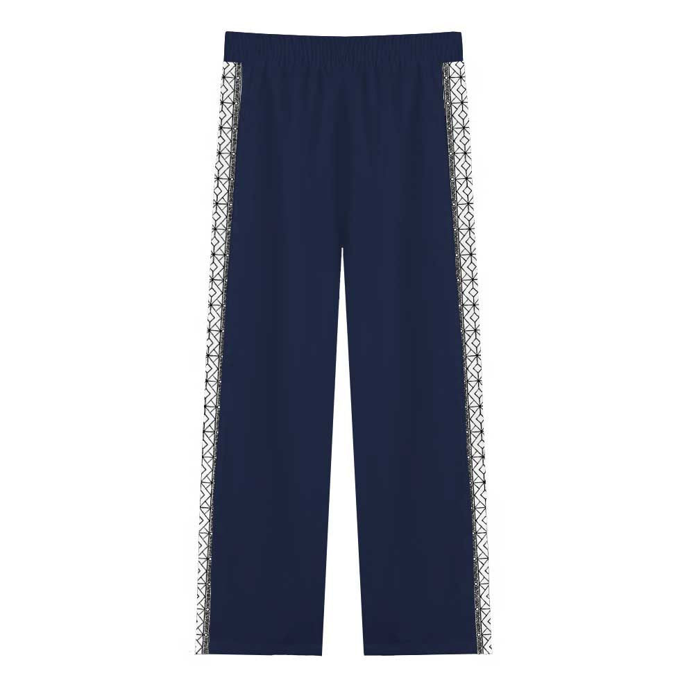 Headless Monk Print Casual Trousers With Elastic Waistband