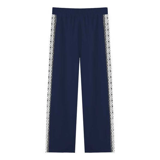 Headless Monk Print Casual Trousers With Elastic Waistband