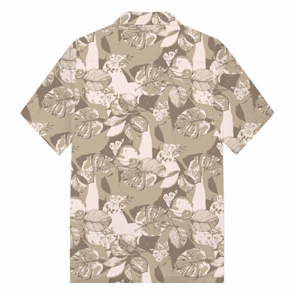 Tropical Leaves Hawaiian Casual Camp Collar Short-Sleeved Shirt