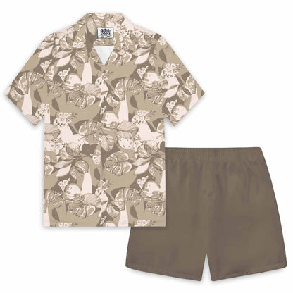 Tropical Leaves Hawaiian Casual Camp Collar Short-Sleeved Shirt