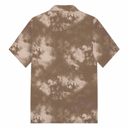 Brown Tie-Dye Statement Pattern Camp Collar Short-Sleeved Shirt