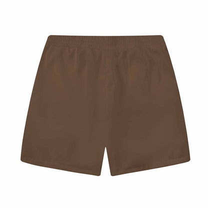 Brown Tie-Dye Statement Elastic Waistband Summer Casual Shorts