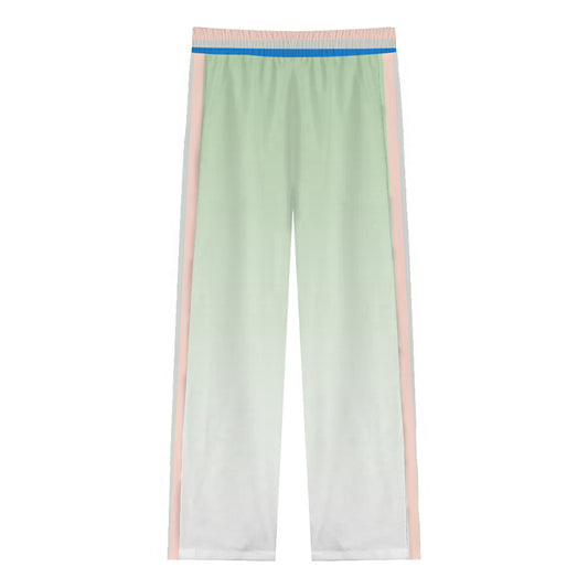 Abstract Landscape Print Casual Trousers With Elastic Waistband