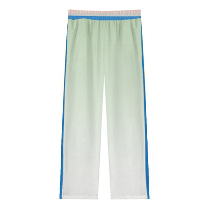 Abstract Landscape Print Casual Trousers With Elastic Waistband