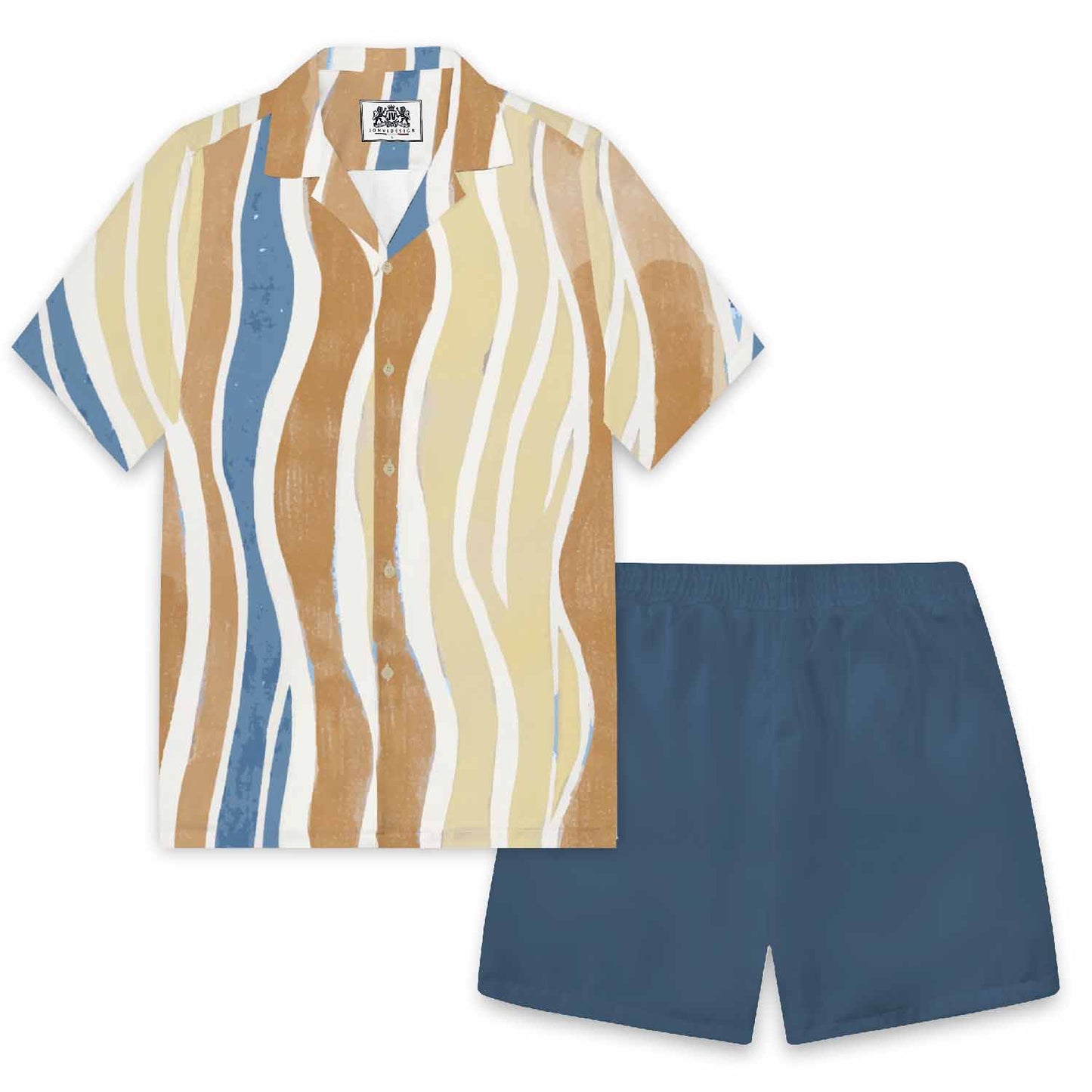 Ripple Casual Print Elastic Waistband Summer Casual Shorts
