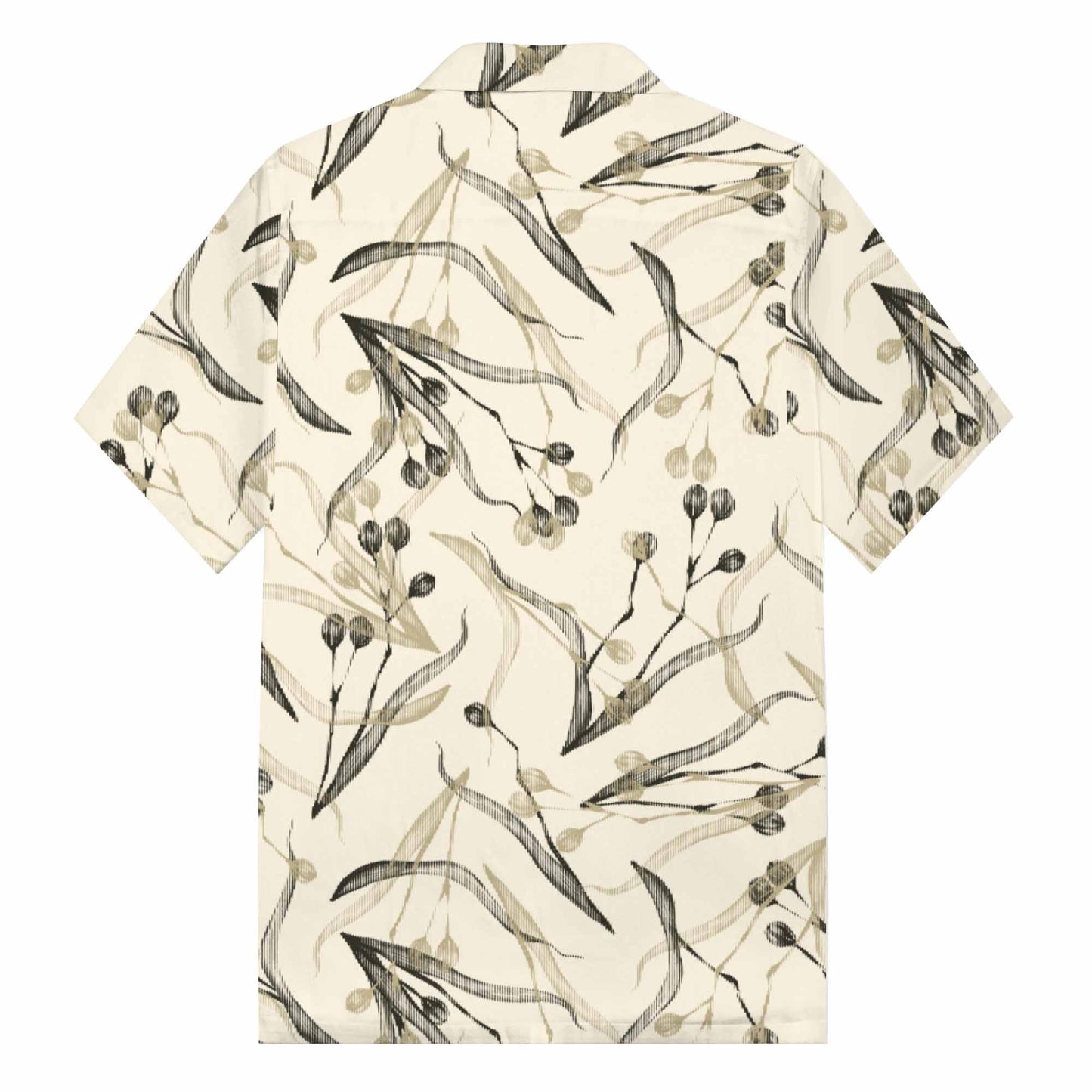Summer Botanical Print Camp Collar Short-Sleeved Shirt