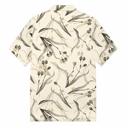 Summer Botanical Print Camp Collar Short-Sleeved Shirt