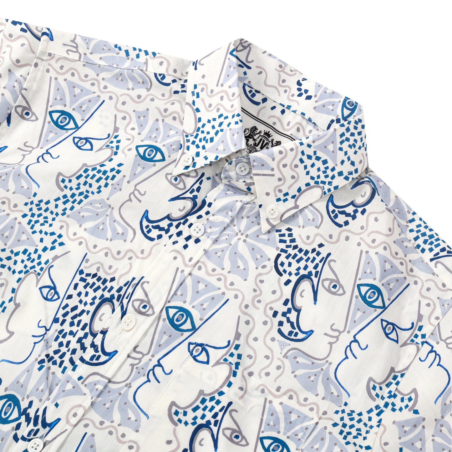 People Profile Print Button Short Sleeve Shirt