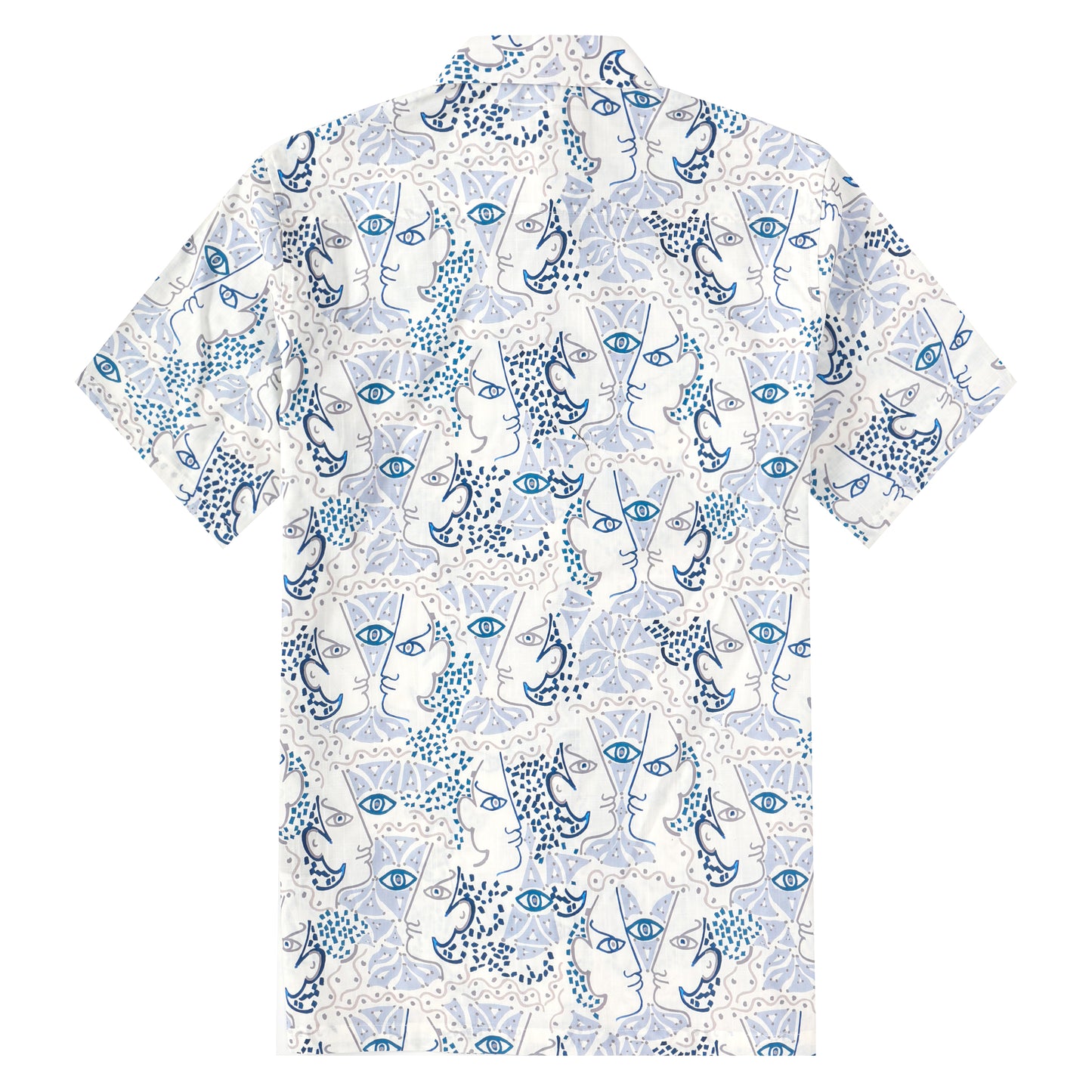 People Profile Print Button Short Sleeve Shirt