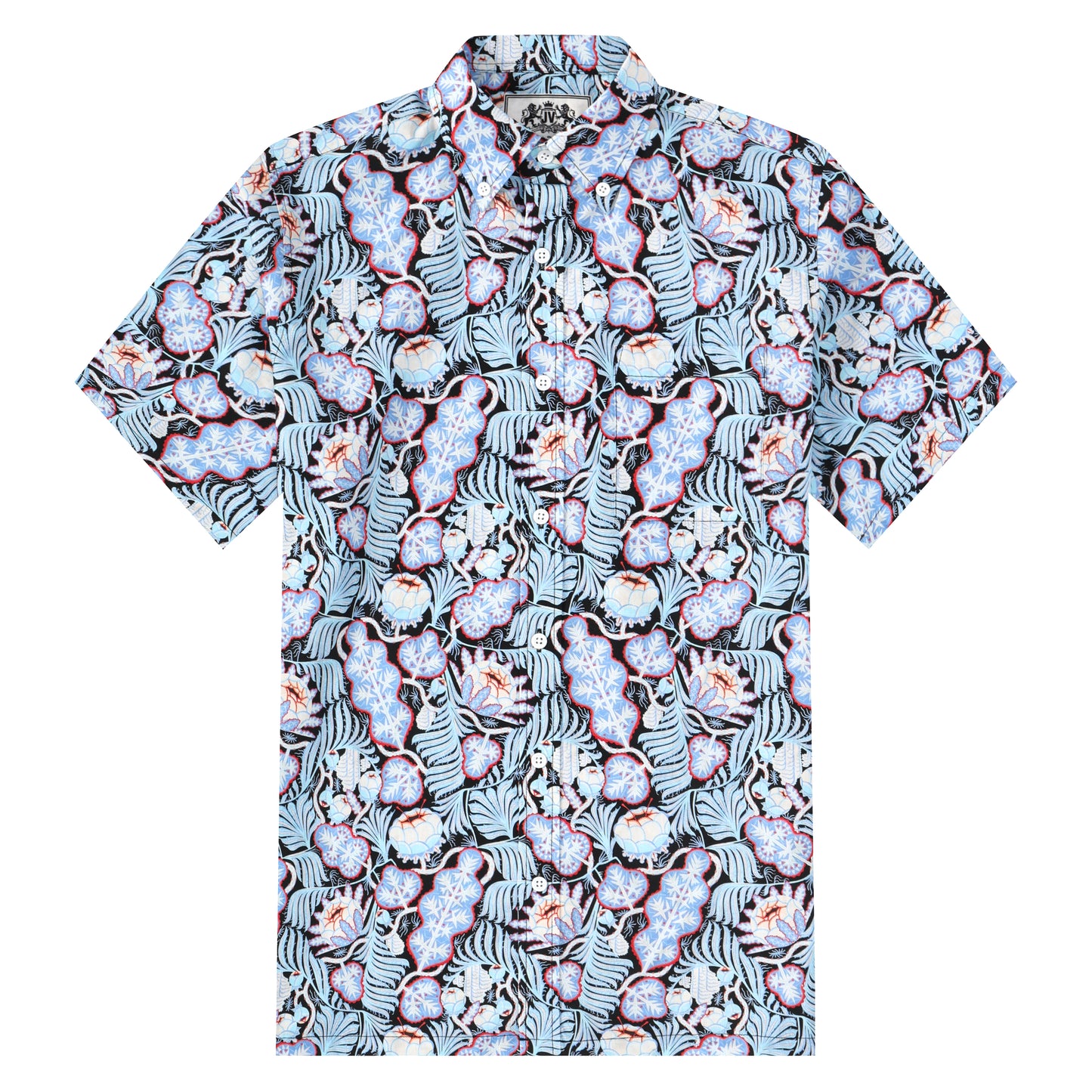 Iceflower Pattern Button Short Sleeve Shirt